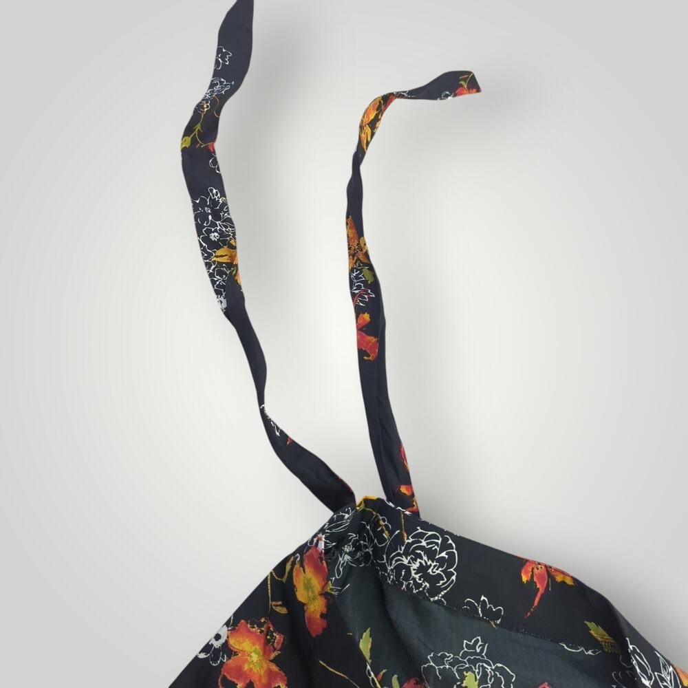 Chances R Women’s M Asymmetric Ruffle Midi Skirt Black w/ Orange & Yellow Floral - Picture 4 of 8